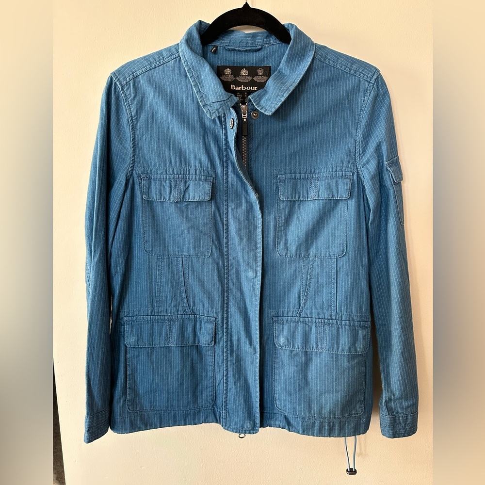 Barbour Blue Stripe Zip-Up Shirt (US Size 6)